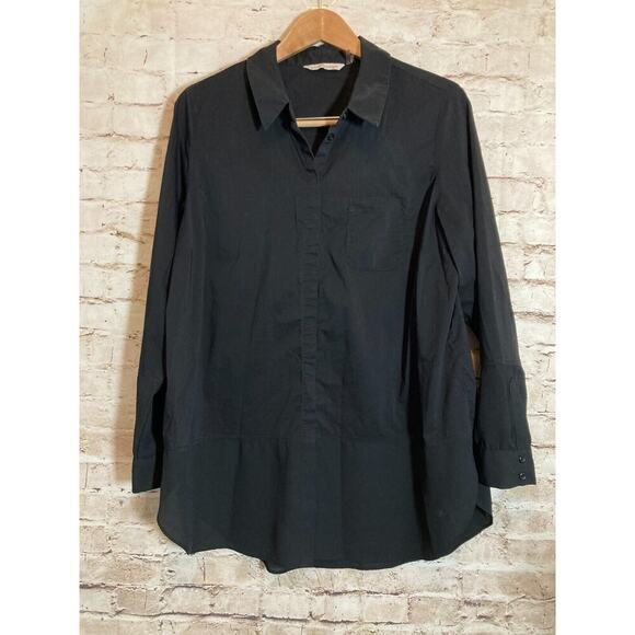 Soft Surroundings Top Womens Large Black Button Up Lagenlook Capsule Minimalist - Picture 1 of 13